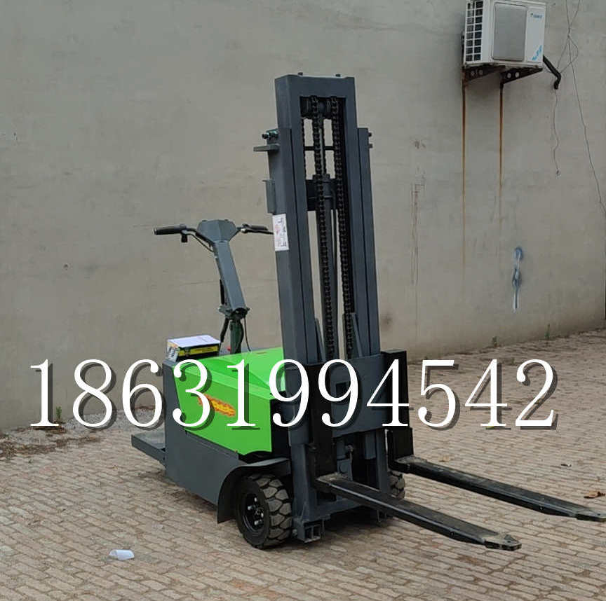 汨罗市优程全电动叉车插腿式堆高车液压装卸车1.5吨升高小型站驾式铲车